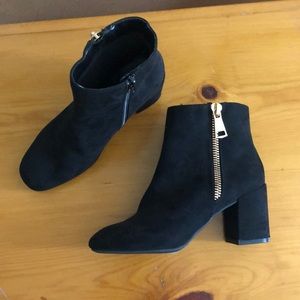 Black zip ankle booties